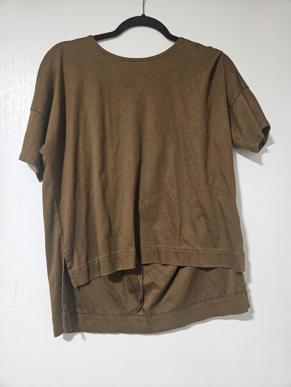 Madewell Brown Short Sleeve Boxy Tee Top Sz XS Button Keyhole Back